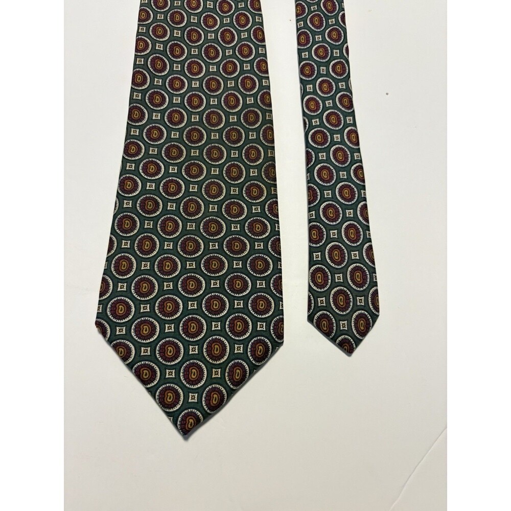 Chaps Ralph Lauren Tie Green Medallion Necktie Classic Mens Silk Style